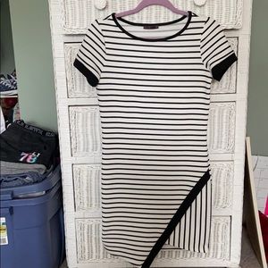 White and black striped dress